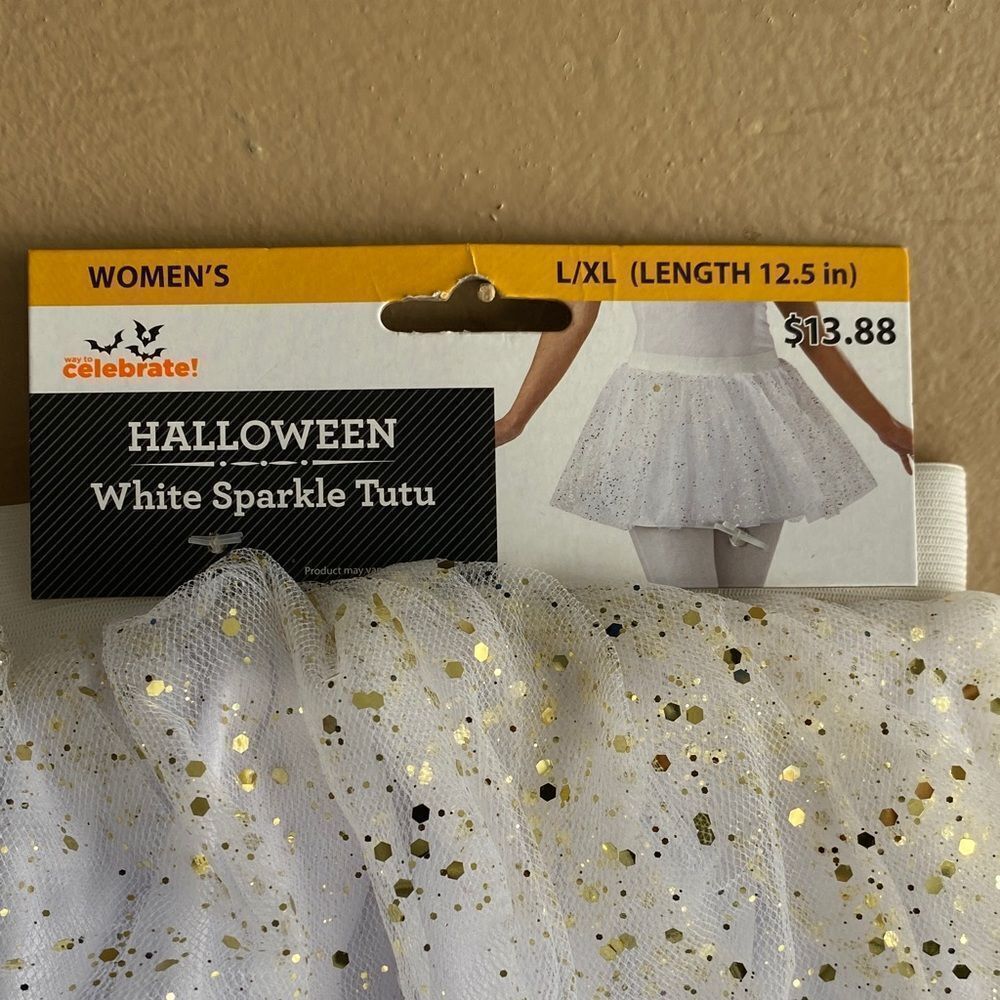 White Sparkle Tutu with Gold Accents size Large X-Large